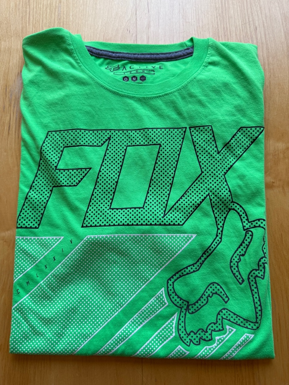 Fox Racing Active Tech Neon Green Graphic T Shirt Men’s Medium Moto BMX